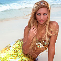 Hannah Fraser in golden tail